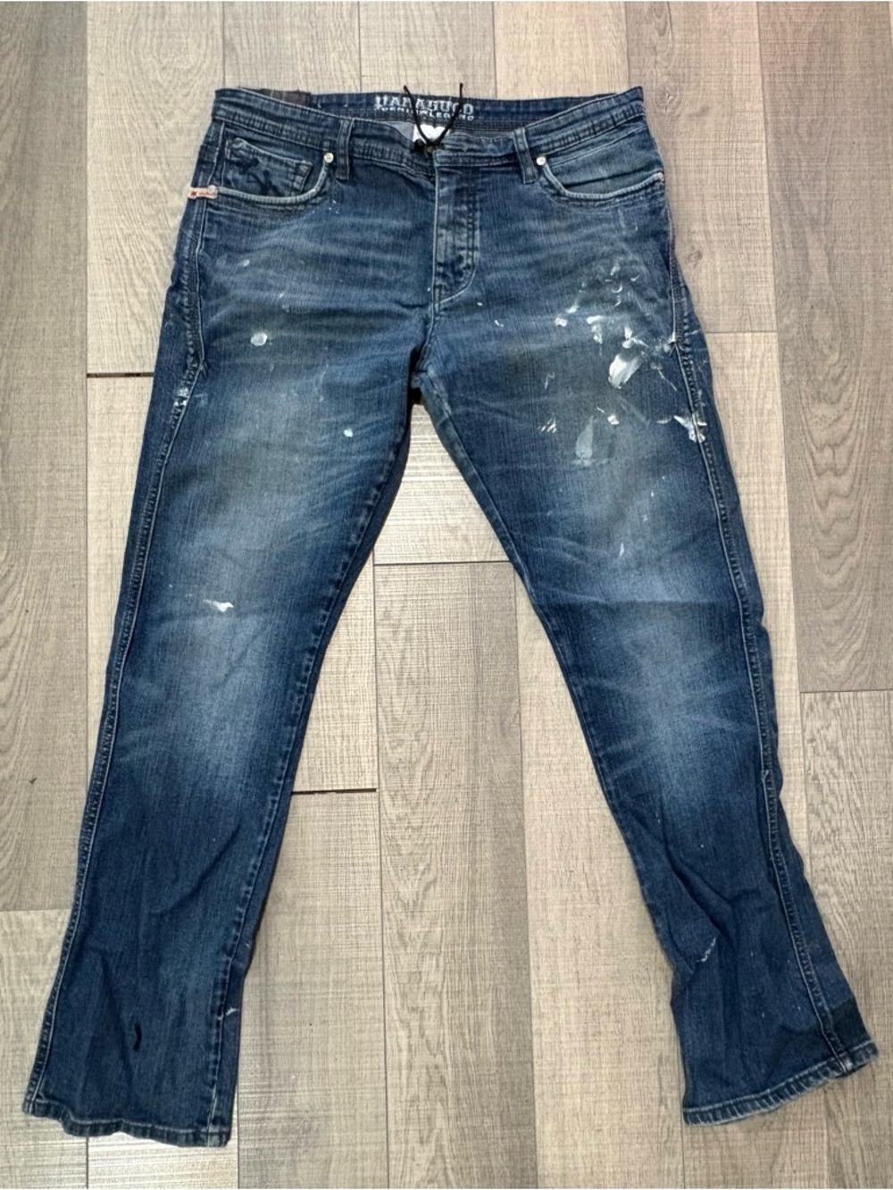 Parasuco Men's Dark Blue Jeans with Paint-Splatter Details